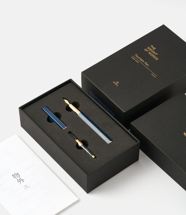 Ystudio - Classic Fountain Pen ‘M’ (Blue) YSTUDIO Brass converter + black ink cartridge